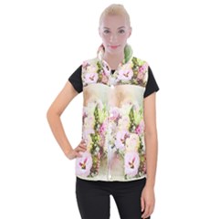 Flowers Bouquet Art Abstract Women s Button Up Puffer Vest by Celenk