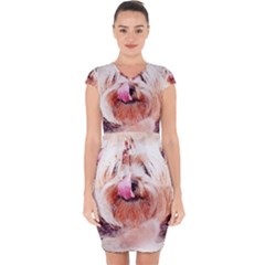 Dog Animal Pet Art Abstract Capsleeve Drawstring Dress  by Celenk