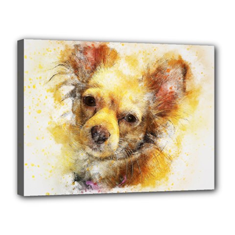 Dog Animal Art Abstract Watercolor Canvas 16  x 12 