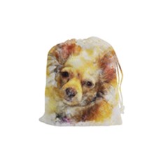 Dog Animal Art Abstract Watercolor Drawstring Pouches (medium)  by Celenk