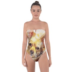 Dog Animal Art Abstract Watercolor Tie Back One Piece Swimsuit