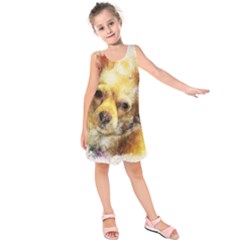 Dog Animal Art Abstract Watercolor Kids  Sleeveless Dress