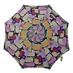 Background Painted Squares Art Hook Handle Umbrellas (small) by Celenk