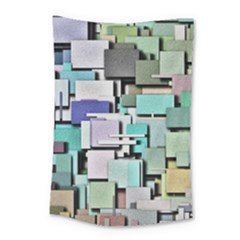 Background Painted Squares Art Small Tapestry by Celenk