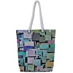 Background Painted Squares Art Full Print Rope Handle Tote (small)