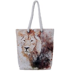 Lion Animal Art Abstract Full Print Rope Handle Tote (small)