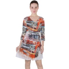 Car Old Car Art Abstract Ruffle Dress