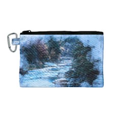 River Water Art Abstract Stones Canvas Cosmetic Bag (medium)