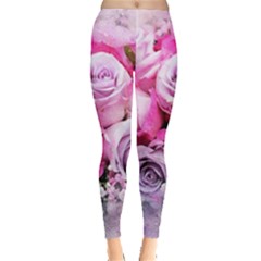 Flowers Roses Bouquet Art Abstract Leggings  by Celenk