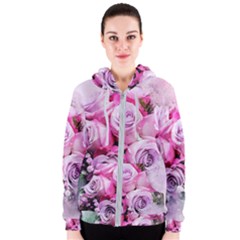 Flowers Roses Bouquet Art Abstract Women s Zipper Hoodie by Celenk