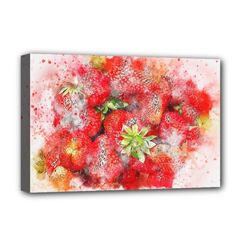 Strawberries Fruit Food Art Deluxe Canvas 18  X 12   by Celenk