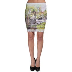 River Bridge Art Abstract Nature Bodycon Skirt