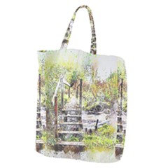 River Bridge Art Abstract Nature Giant Grocery Zipper Tote by Celenk