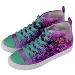 Flowers Spring Art Abstract Nature Women s Mid-top Canvas Sneakers by Celenk