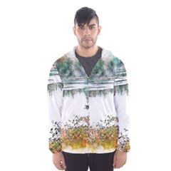 River Water Art Abstract Stones Hooded Wind Breaker (men)