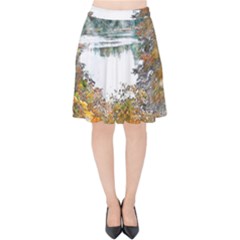 River Water Art Abstract Stones Velvet High Waist Skirt