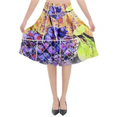 Fruit Plums Art Abstract Nature Flared Midi Skirt by Celenk