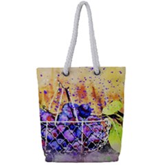 Fruit Plums Art Abstract Nature Full Print Rope Handle Tote (small)