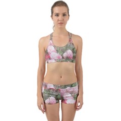 Flowers Roses Art Abstract Nature Back Web Sports Bra Set