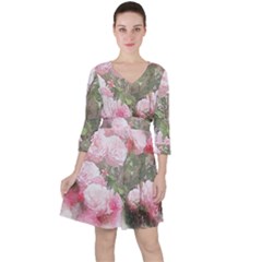 Flowers Roses Art Abstract Nature Ruffle Dress