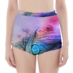 Lizard Reptile Art Abstract Animal High-waisted Bikini Bottoms by Celenk