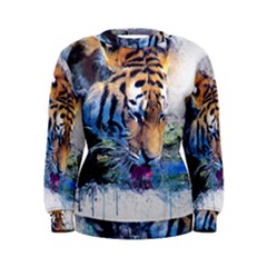 Tiger Drink Animal Art Abstract Women s Sweatshirt by Celenk