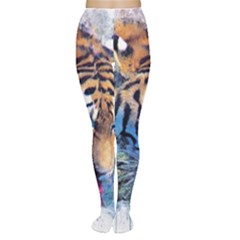 Tiger Drink Animal Art Abstract Women s Tights