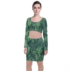 Geological Surface Background Long Sleeve Crop Top & Bodycon Skirt Set by Celenk