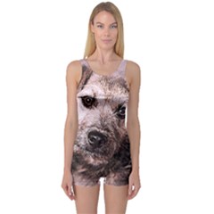 Dog Pet Terrier Art Abstract One Piece Boyleg Swimsuit by Celenk