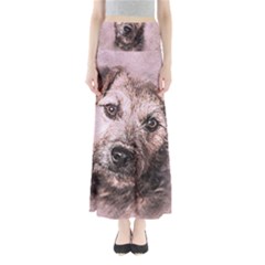 Dog Pet Terrier Art Abstract Full Length Maxi Skirt by Celenk