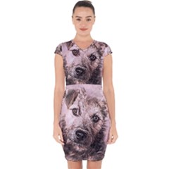 Dog Pet Terrier Art Abstract Capsleeve Drawstring Dress  by Celenk