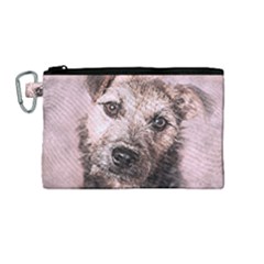 Dog Pet Terrier Art Abstract Canvas Cosmetic Bag (medium)