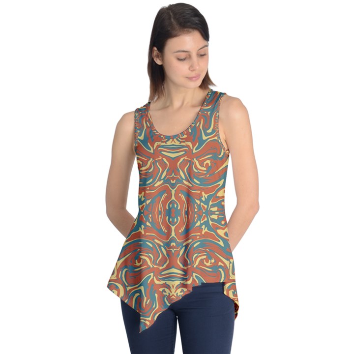 Multicolored Abstract Ornate Pattern Sleeveless Tunic