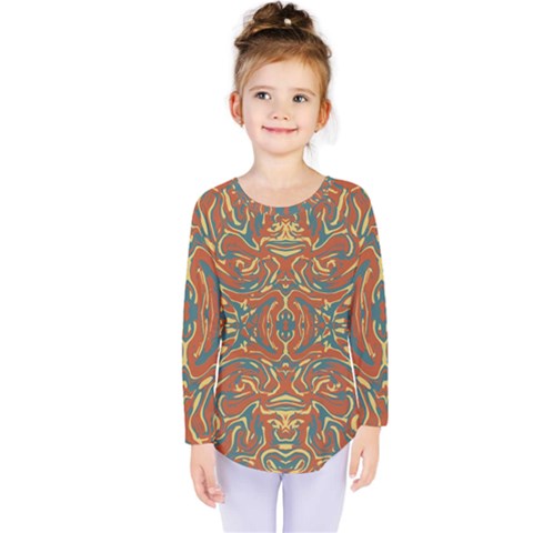 Multicolored Abstract Ornate Pattern Kids  Long Sleeve Tee by dflcprints