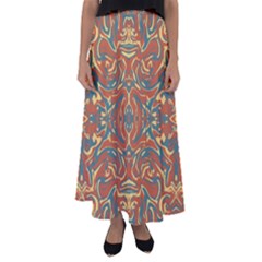 Multicolored Abstract Ornate Pattern Flared Maxi Skirt by dflcprints