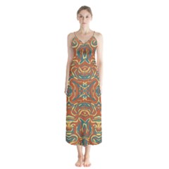 Multicolored Abstract Ornate Pattern Button Up Chiffon Maxi Dress by dflcprints
