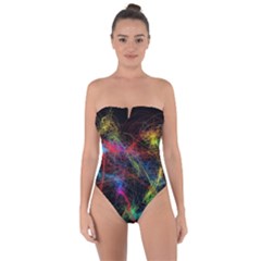 Background Light Glow Abstract Art Tie Back One Piece Swimsuit by Celenk