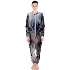 Dog Pet Art Abstract Vintage Onepiece Jumpsuit (ladies)  by Celenk