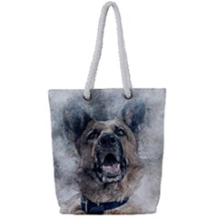 Dog Pet Art Abstract Vintage Full Print Rope Handle Tote (small)