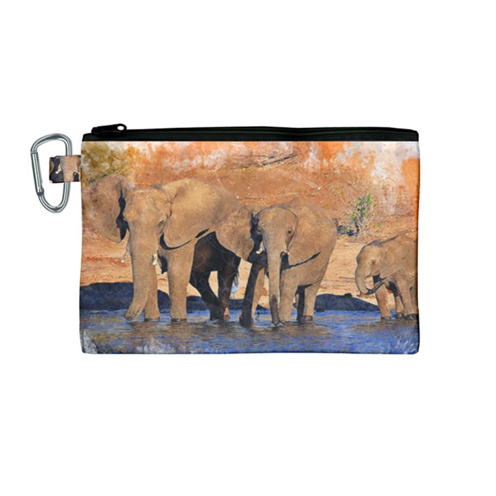 Elephants Animal Art Abstract Canvas Cosmetic Bag (Medium)