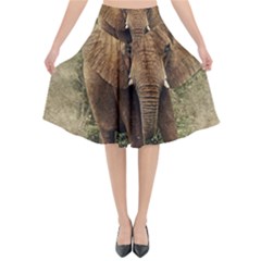 Elephant Animal Art Abstract Flared Midi Skirt