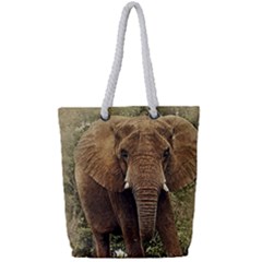 Elephant Animal Art Abstract Full Print Rope Handle Tote (small)