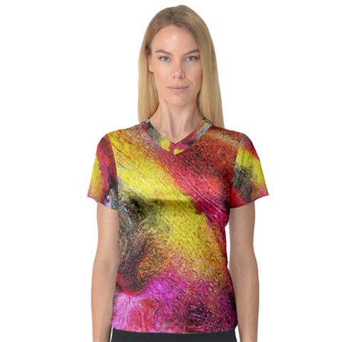 Background Art Abstract Watercolor V-neck Sport Mesh Tee by Celenk