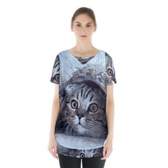 Cat Pet Art Abstract Vintage Skirt Hem Sports Top by Celenk