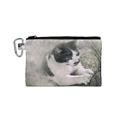 Cat Pet Art Abstract Vintage Canvas Cosmetic Bag (small) by Celenk