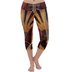 Art Deco Gold Capri Yoga Leggings by NouveauDesign