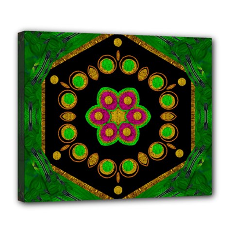 Magic Of Life A Orchid Mandala So Bright Deluxe Canvas 24  X 20   by pepitasart