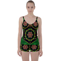 Magic Of Life A Orchid Mandala So Bright Tie Front Two Piece Tankini by pepitasart