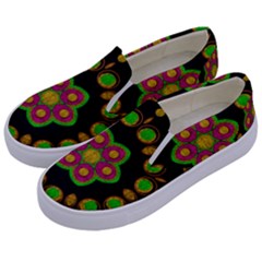 Magic Of Life A Orchid Mandala So Bright Kids  Canvas Slip Ons by pepitasart