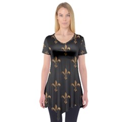 Fleur De Lis Short Sleeve Tunic  by NouveauDesign